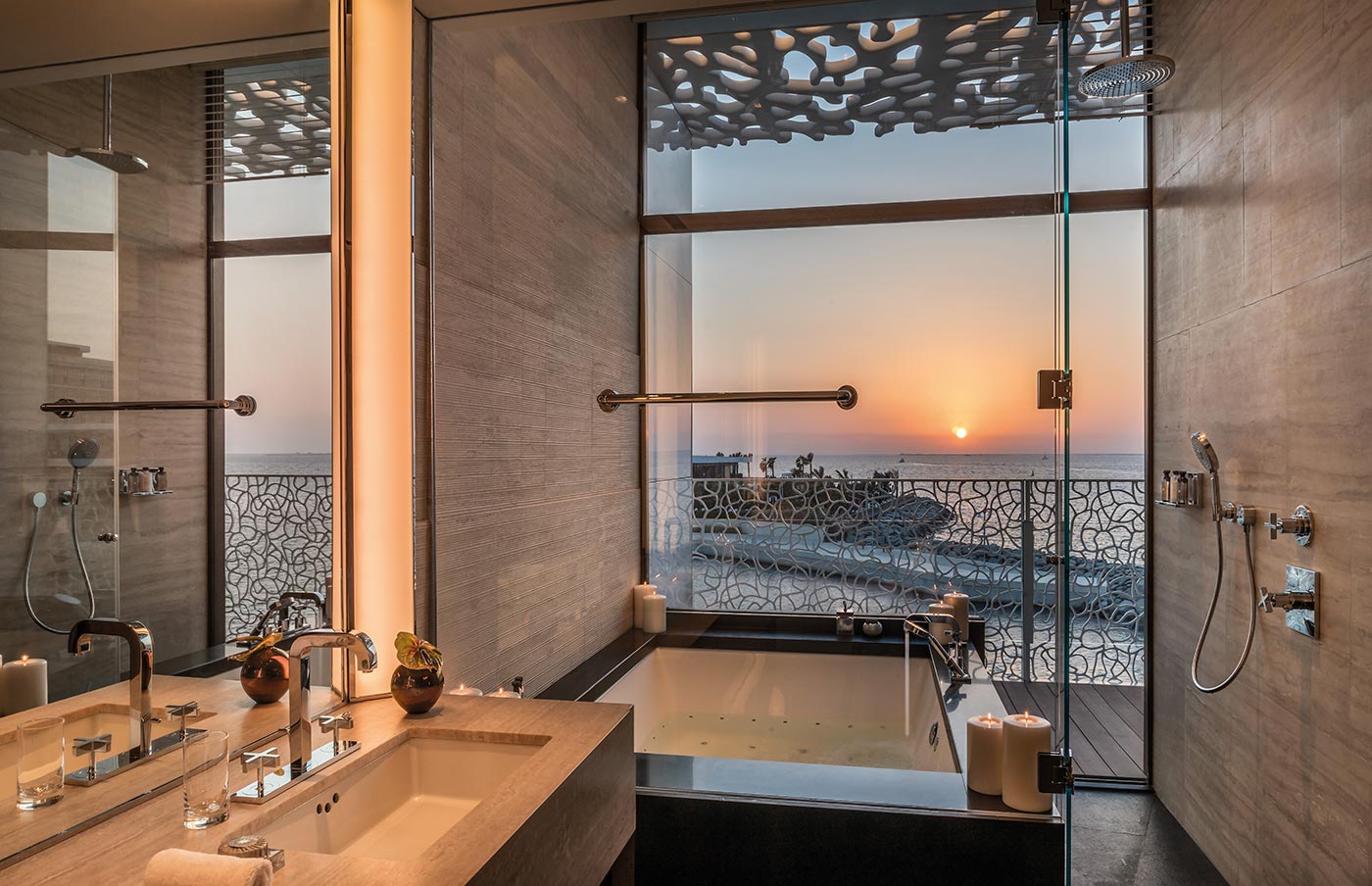 The-Bvlgari-Resort-Dubai-_-The-Bvlgari-Suite----Bathroom-by-Sunset